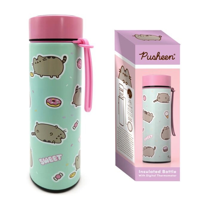 Pusheen the Cat Sweets Värmeisolerad Flaska med Digital Termometer