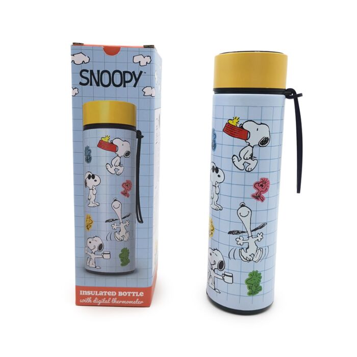 Peanuts Snoopy Snobben & Woodstock Värmeisolerad Flaska med Digital Termometer