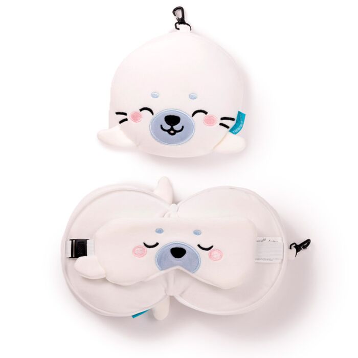 Relaxeazzz Adoramals Kai the Seal Säl Plysch Resekudde & Ögonmask