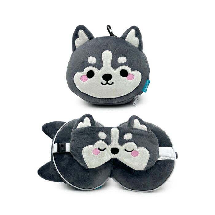 Relaxeazzz Luna the Husky Plysch Resekudde & Ögonmask
