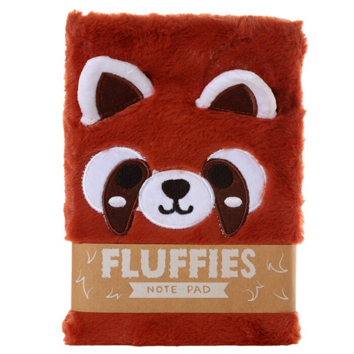 Adoramals Röd Panda Plysch Fluffies A5 Fodrad Anteckningsbok