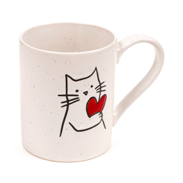 Katt med Hjärta Mugg i Stengods