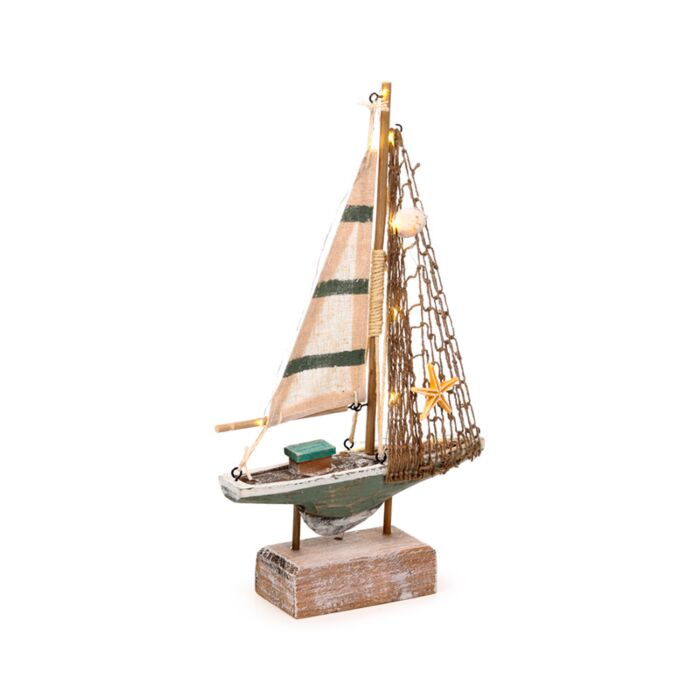 Kust Souvenir - Segelbåt Snäckor med LED-ljus