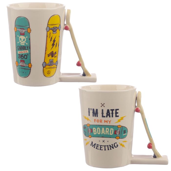 Skateboard Slogan Keramikmugg med Format Handtag