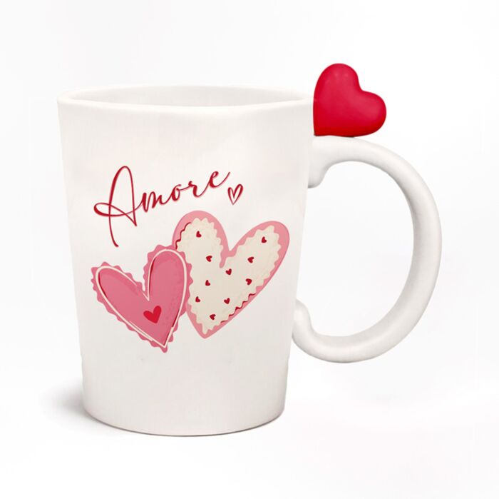 Amore Hjärta Keramikmugg med Format Handtag