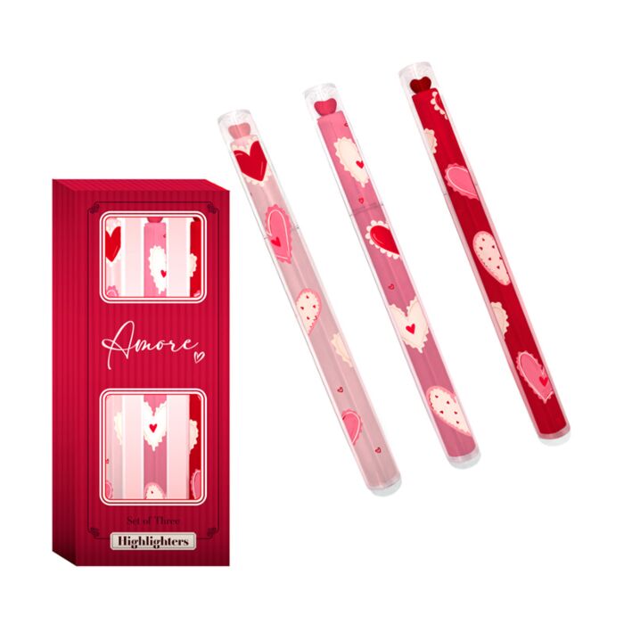Amore Hjärta Pop Top Överstrykningspenna 3-Pack
