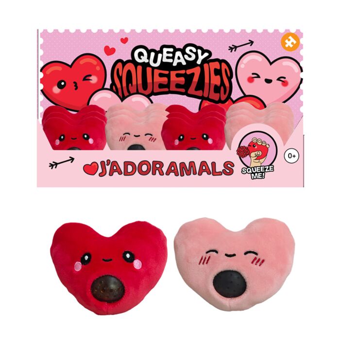 Queasy Squeezies Amore Hjärta Plysch Klämmig Leksak