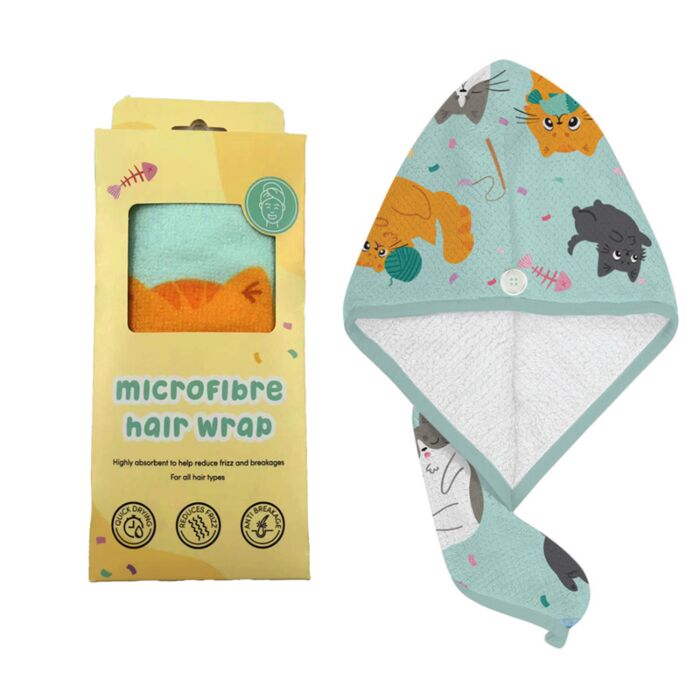 Beans & Co Katter Hårhandduk i Mikrofiber