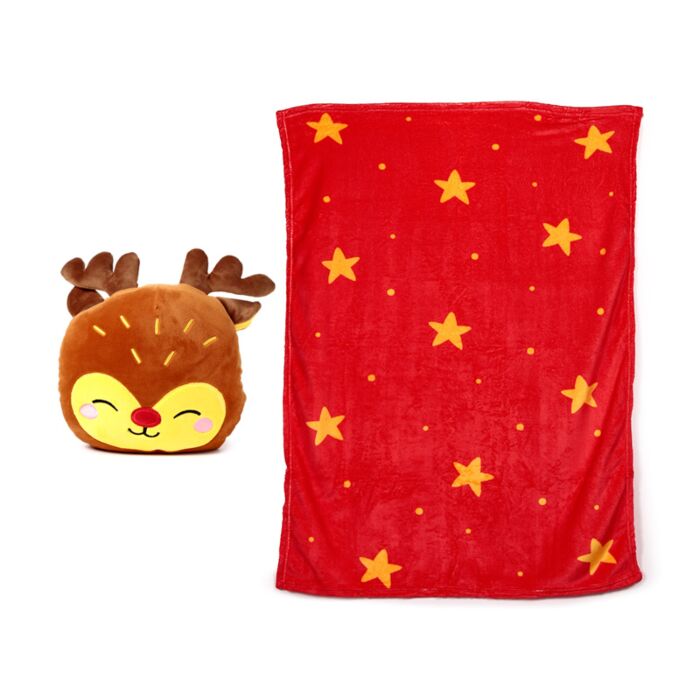 Blankeazzz Jul Festive Friends Rudolph 2-i-1 Plyschleksak & Resefilt