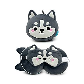 Relaxeazzz Luna the Husky Plysch Resekudde & Ögonmask