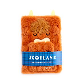 Highland Coo Plysch Anteckningsbok med Ficka & Mini Anteckningsbok