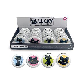 Lucky the Black Cat Svart Katt Fickspegel