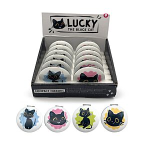 Lucky the Black Cat Svart Katt Fickspegel