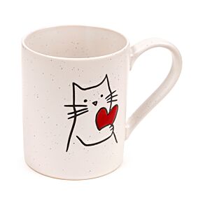 Katt med Hjärta Mugg i Stengods
