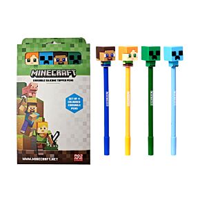 4-Pack Suddbara Bläckpennor med Minecraft Minecraft Chibi Stil Silikontopp