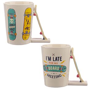 Skateboard Slogan Keramikmugg med Format Handtag Skateboard Slogan Keramikmugg med Format Handtag