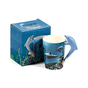 Delfin Undervattensdekal Keramikmugg med Format Handtag
