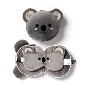 Relaxeazzz Plysch Koala Rund Resekudde & Ögonmask