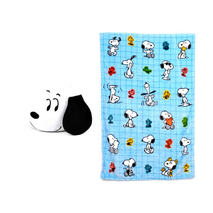 Blankeazzz Peanuts Snoopy Snobben & Woodstock 2-i-1 Plyschleksak & Resefilt