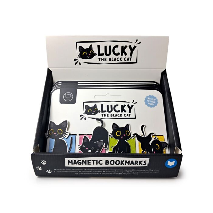 Lucky the Black Cat Katt Magnetiskt Bokmärke-Set