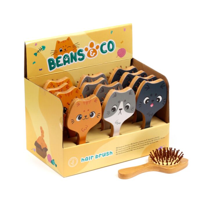 Beans & Co Katter Formad Hårborste i Bambu