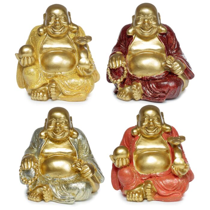 Skrattande Mini Glitter Kinesisk Lyckobuddha 8cm