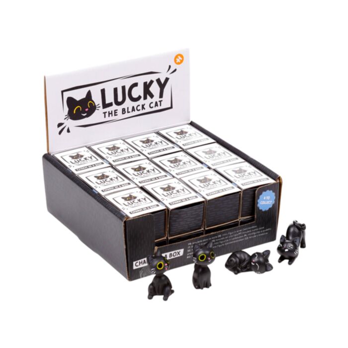 Lucky the Black Cat Svart Katt Figur i Låda
