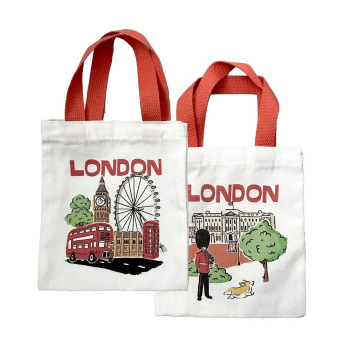 London Souvenir Big Ben & Buckingham Palace Återanvändbar Liten Tote Väska