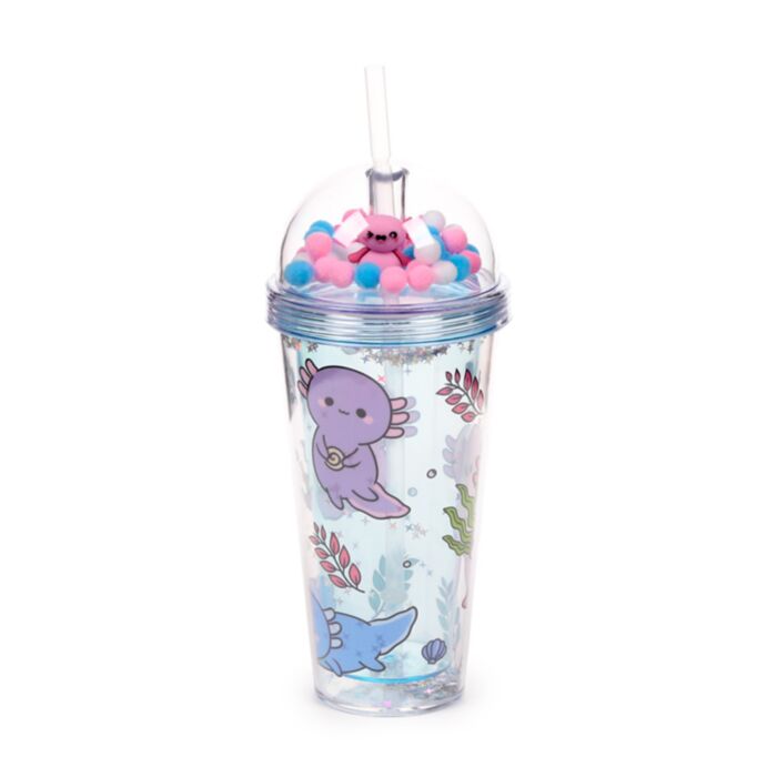 Adoramals Maddie the Axolotl Dubbelväggig Kopp & Sugrör med Figur