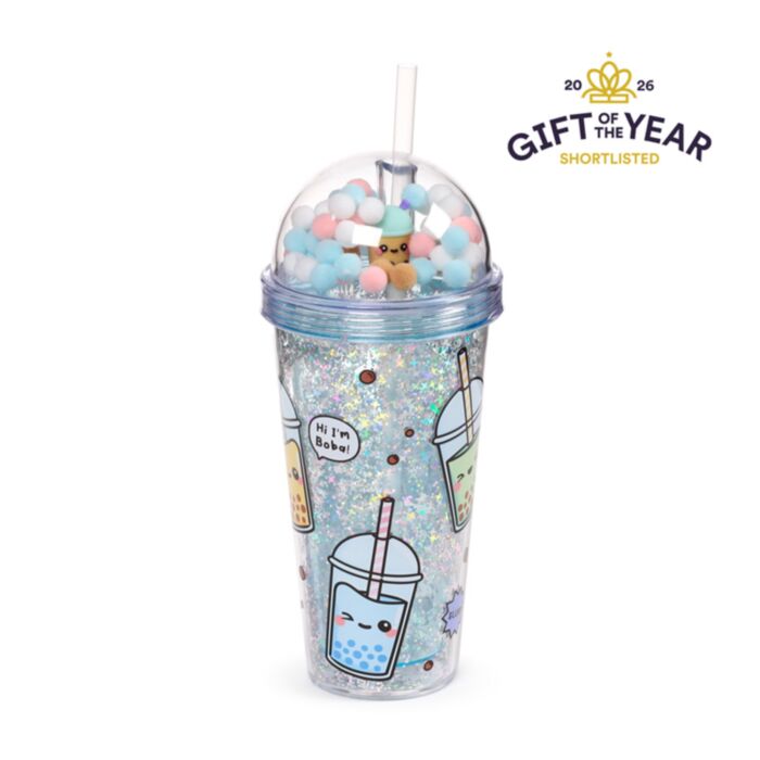 Foodiemals Bubble Tea Dubbelväggig Kopp & Sugrör med Figur
