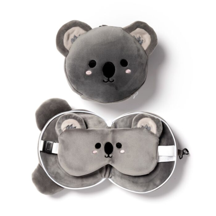 Relaxeazzz Plysch Koala Rund Resekudde & Ögonmask