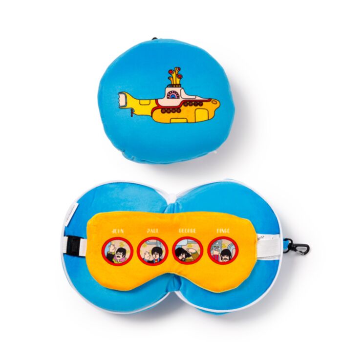 Relaxeazzz Yellow Submarine Rund Plysch Resekudde & Ögonmask