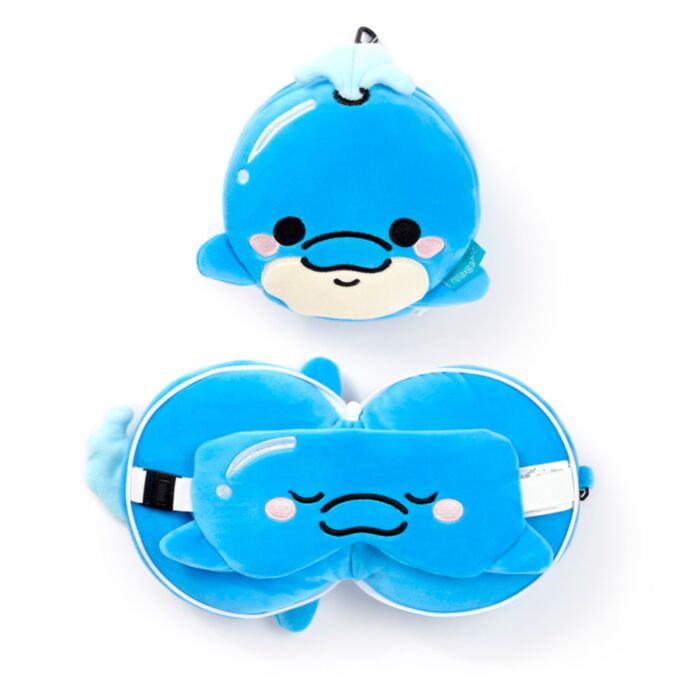 Relaxeazzz Adoramals Blu the Dolphin Delfin Plysch Resekudde & Ögonmask