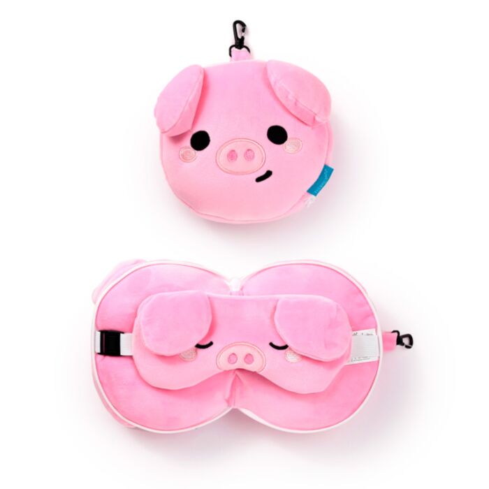 Relaxeazzz Adoramals Oliver the Pig Gris Plysch Resekudde & Ögonmask