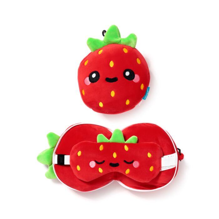 Relaxeazzz Elidi the Strawberry Jordgubbe Foodiemals Resekudde & Ögonmask