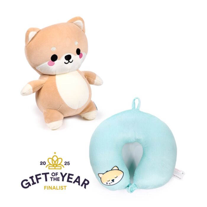 Swapseazzz Adoramals Shuggs the Shiba Inu 2-i-1 Plysch Resekudde & Leksak