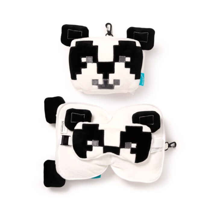 Relaxeazzz Minecraft Panda Formad Plysch Resekudde & Ögonmask