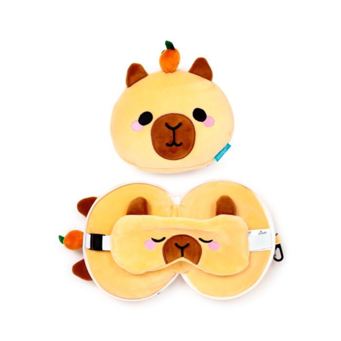Relaxeazzz Duke the Capybara Plysch Resekudde & Ögonmask