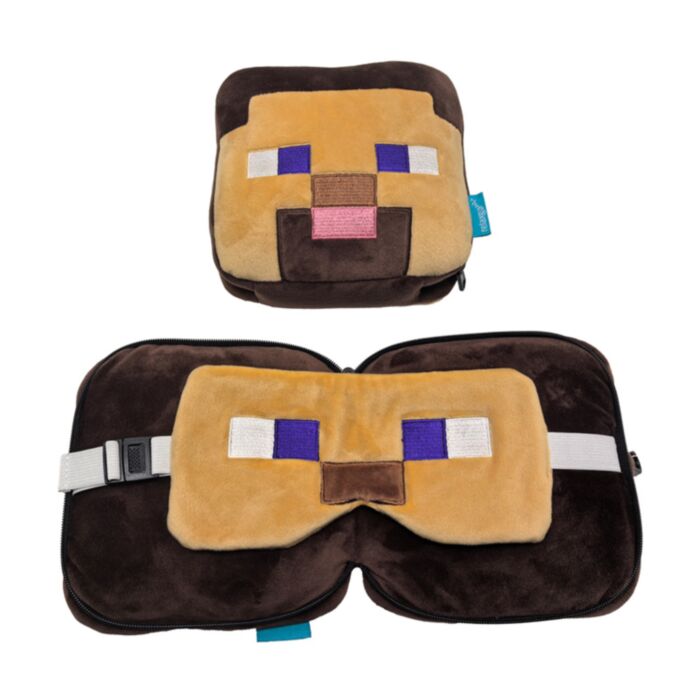 Relaxeazzz Minecraft Steve Formad Plysch Resekudde & Ögonmask