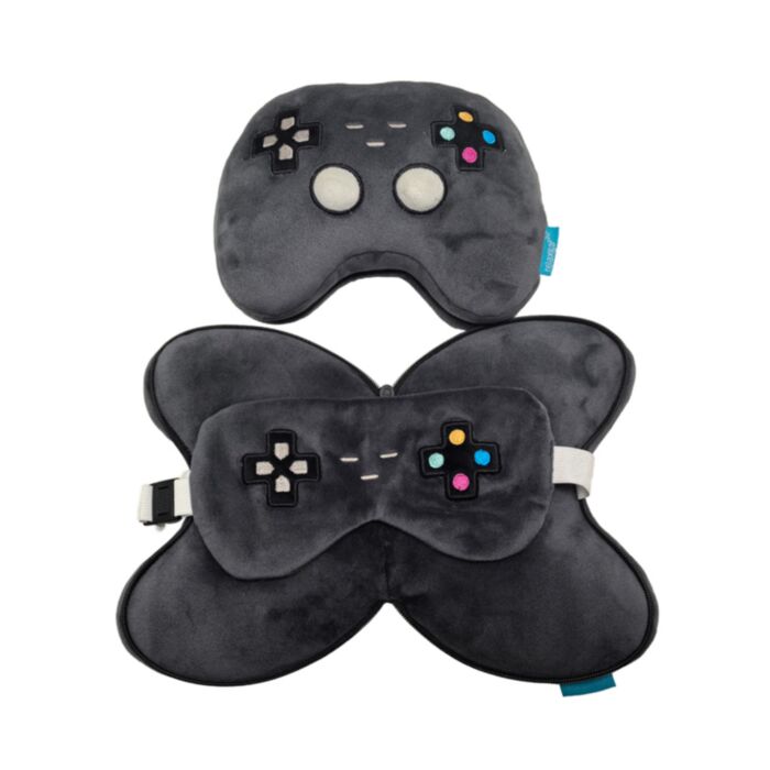 Relaxeazzz Game Over Spelkontroll Formad Plysch Resekudde & Ögonmask
