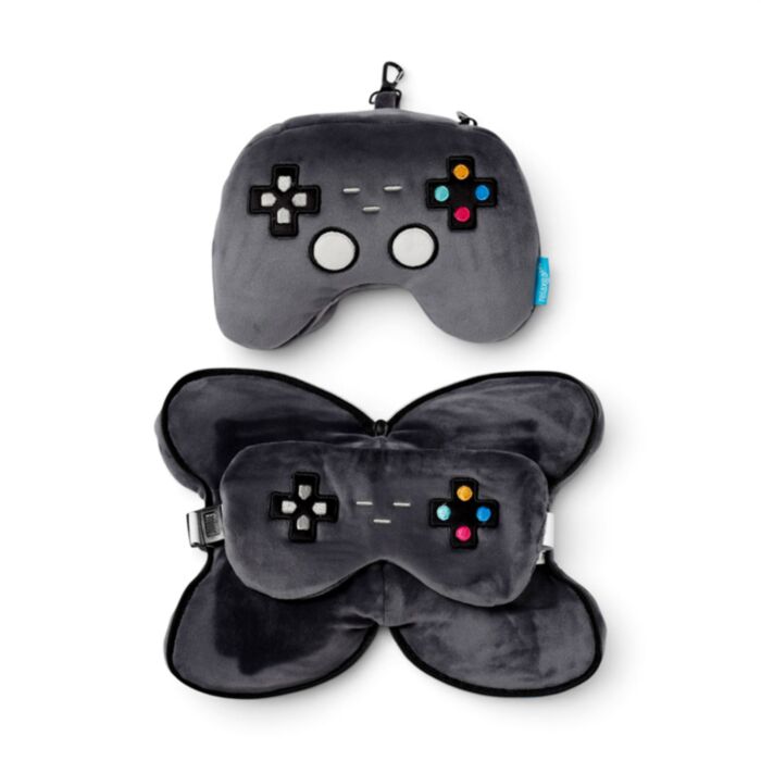 Relaxeazzz Game Over Spelkontroll Formad Plysch Resekudde & Ögonmask