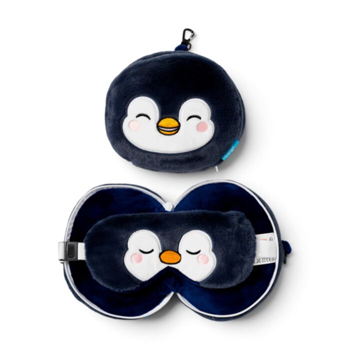 Relaxeazzz Adoramals Nico the Penguin Pingvin Plysch Resekudde & Ögonmask