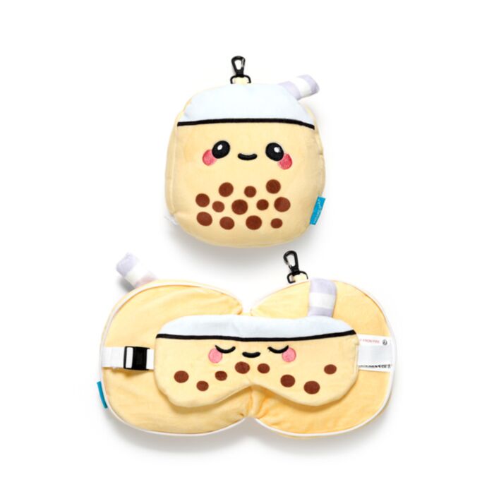 Relaxeazzz Foodiemals Bubbelte Formad Plysch Resekudde & Ögonmask