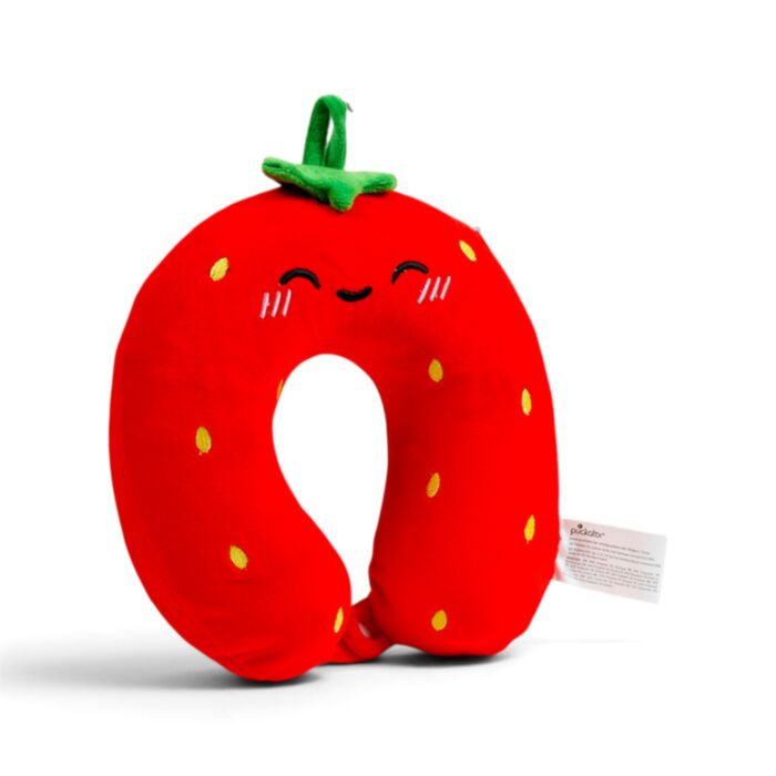 Relaxeazzz Foodiemals Ellie the Strawberry Jordgubbe Plysch Minneskum Resekudde för Barn