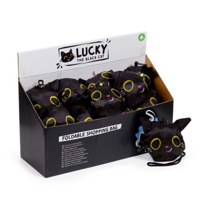 Ihopvikbar Återanvändbar Shoppingväska Lucky the Black Cat Svart Katt