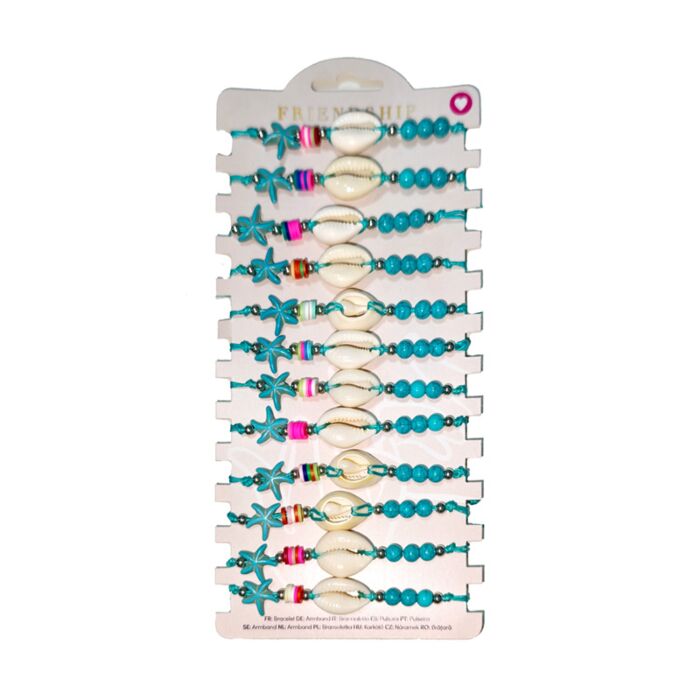 Vänskapsarmband - Blå Pärlor med Snäckor & Sjöstjärna