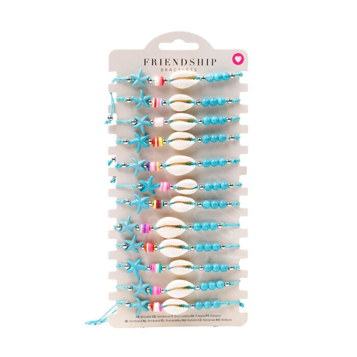Vänskapsarmband - Blå Pärlor med Snäckor & Sjöstjärna