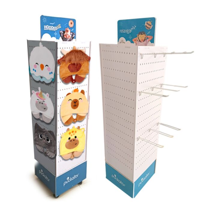 Roterande Pegboard FSDU Displayställ ned 30 Krokar för Hoodeazzz Resekuddar