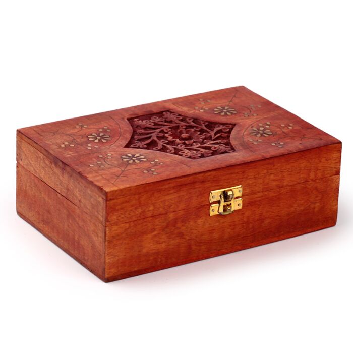 Mangoträ Låda för Eterisk Olja Design 2 (Rymmer 24 Flaskor)