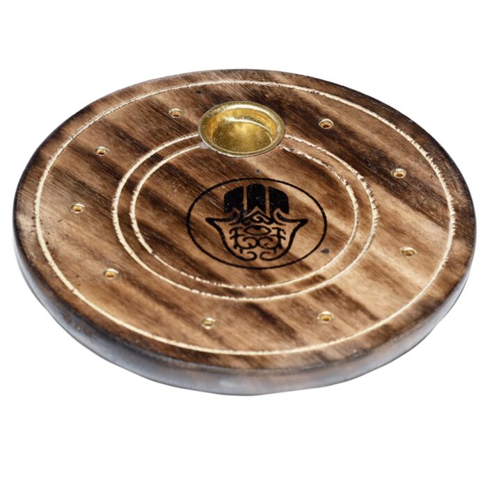 Mangoträ Rund Hamsa Askfat Rökelsehållare för Stickor & Koner